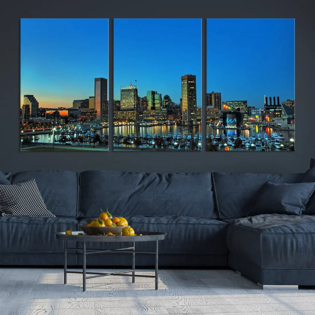 Baltimore Inner Harbor Print Skyline Canvas Wall Art Framed Baltimore Downtown