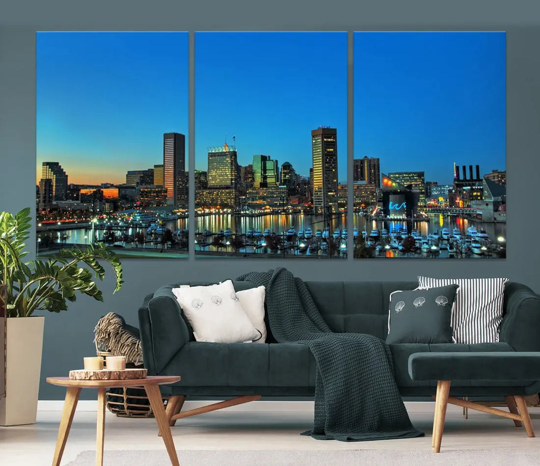 Baltimore Inner Harbor Print Skyline Canvas Wall Art Framed Baltimore Downtown