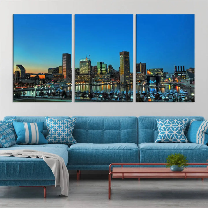 Baltimore Inner Harbor Print Skyline Canvas Wall Art Framed Baltimore Downtown