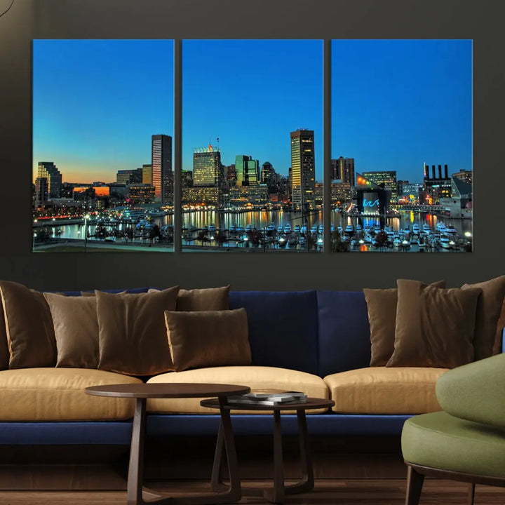 Baltimore Inner Harbor Print Skyline Canvas Wall Art Framed Baltimore Downtown