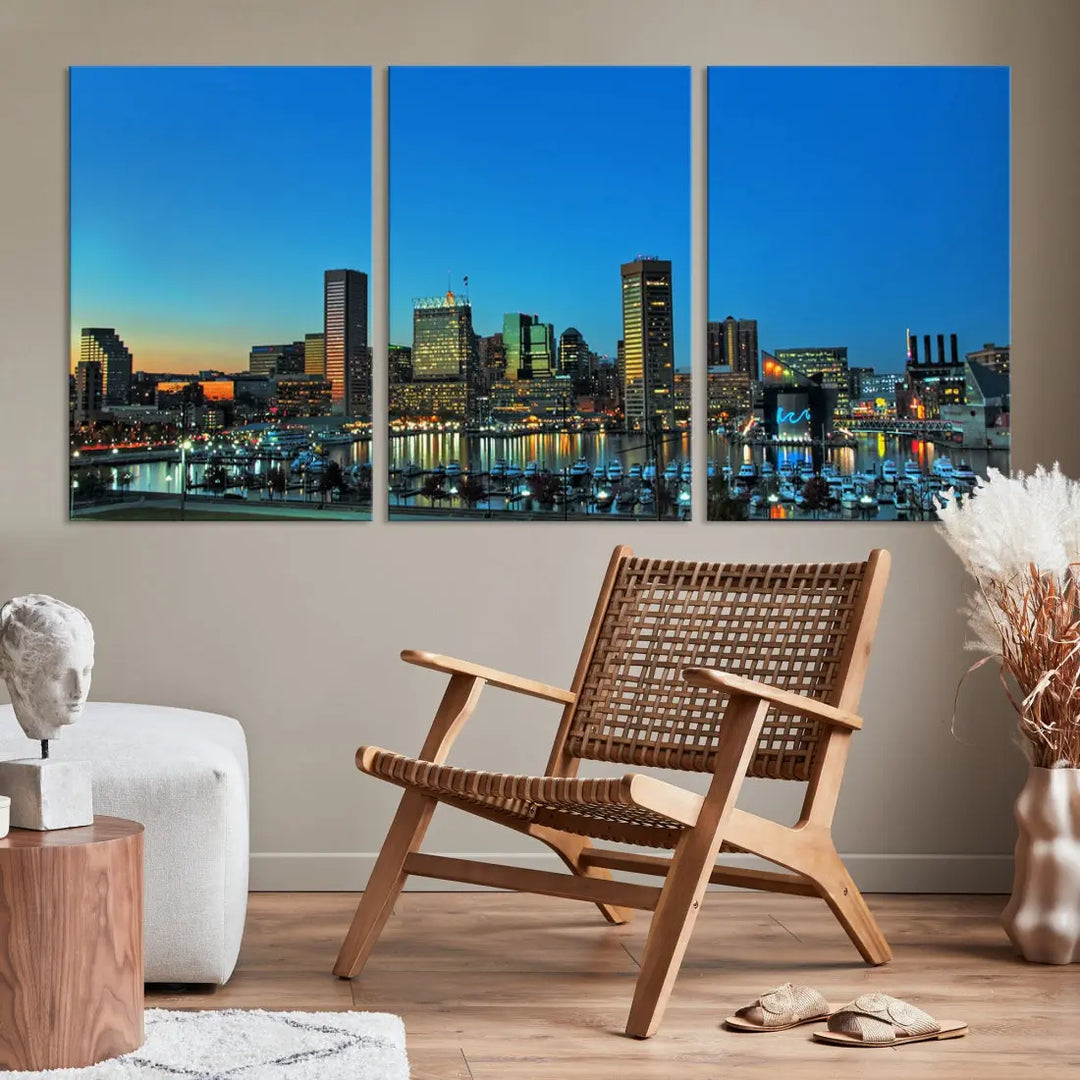 Baltimore Inner Harbor Print Skyline Canvas Wall Art Framed Baltimore Downtown