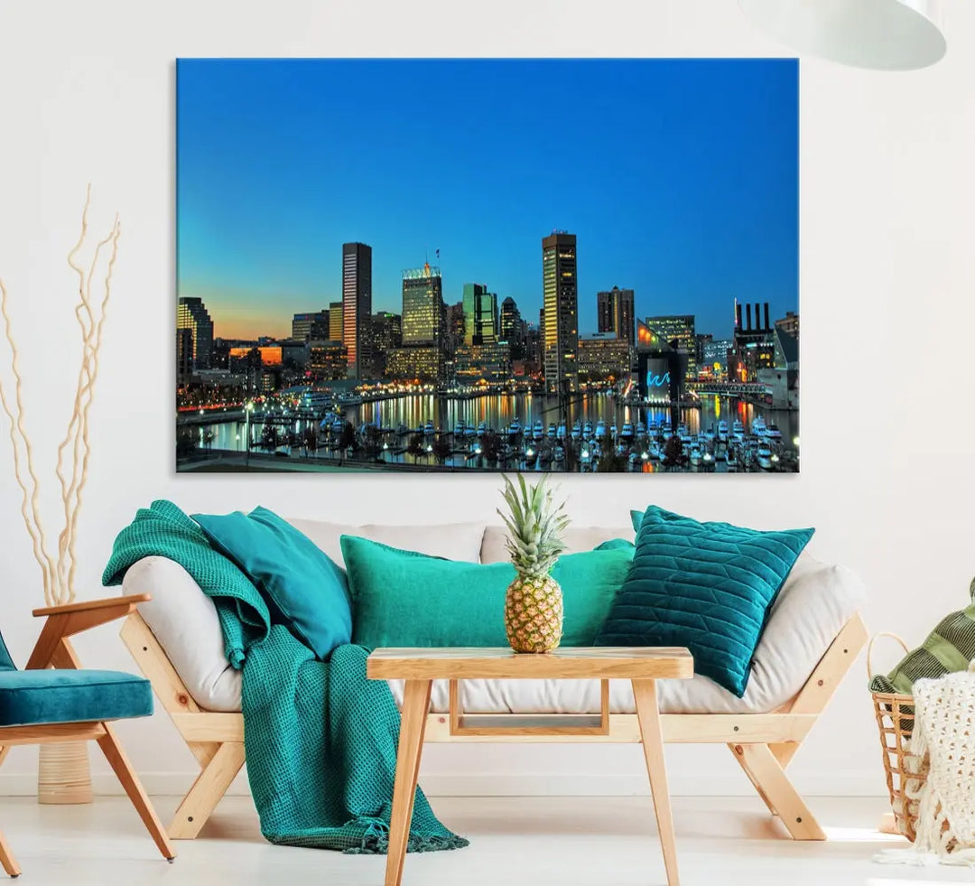 Baltimore Inner Harbor Print Skyline Canvas Wall Art Framed Baltimore Downtown