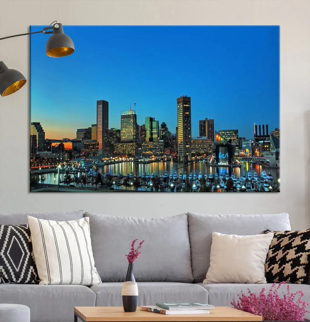 Baltimore Inner Harbor Print Skyline Canvas Wall Art Framed Baltimore Downtown