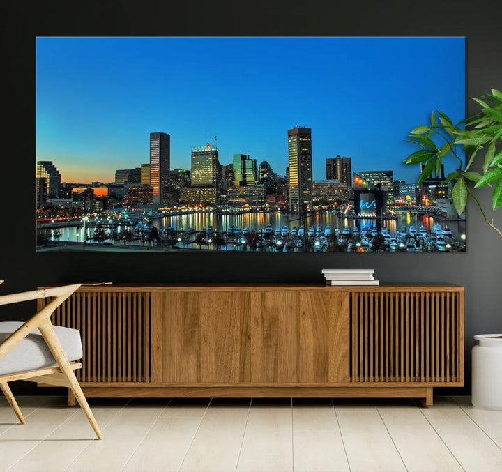 Baltimore Inner Harbor Print Skyline Canvas Wall Art Framed Baltimore Downtown