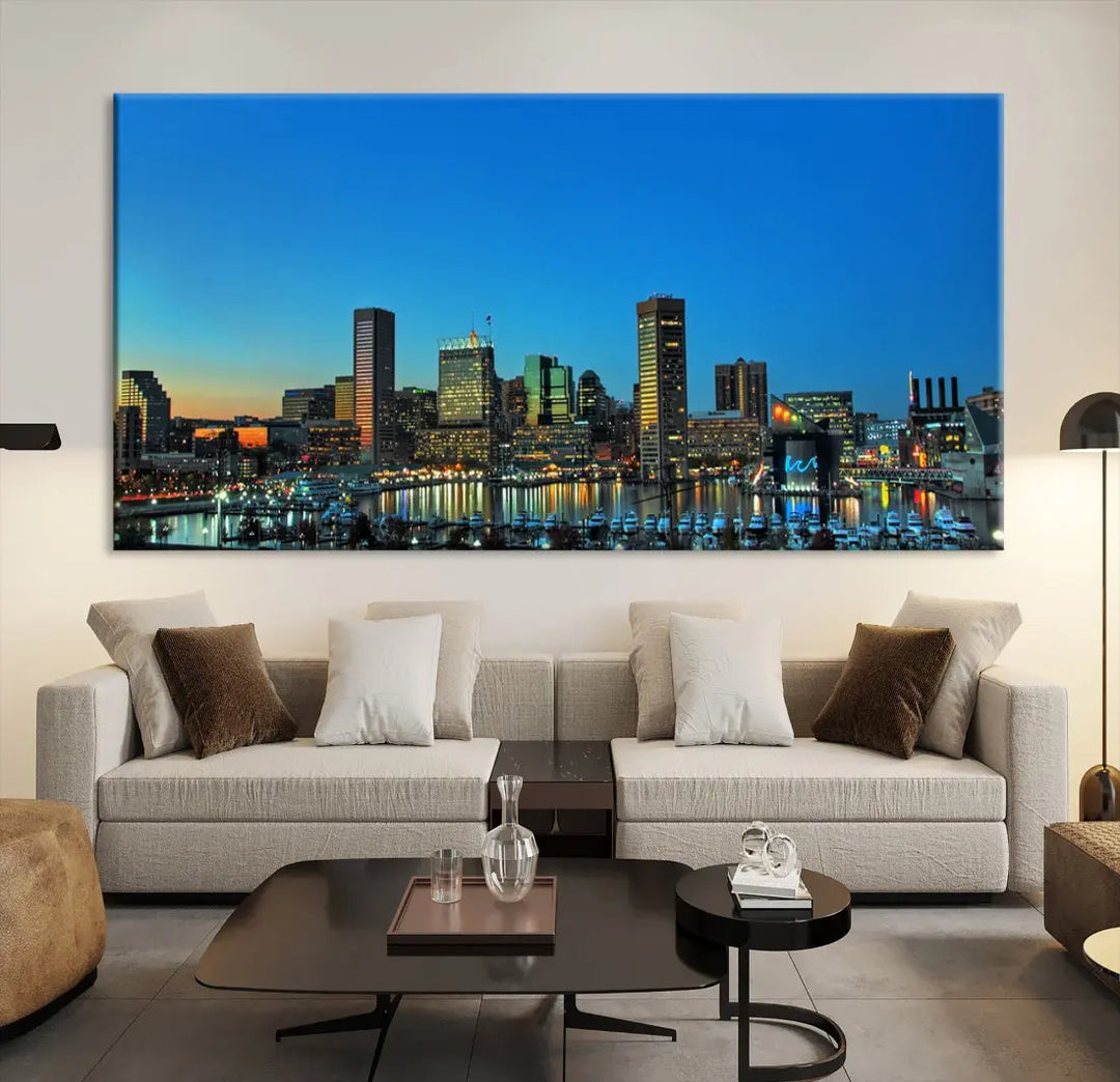 Baltimore Inner Harbor Print Skyline Canvas Wall Art Framed Baltimore Downtown