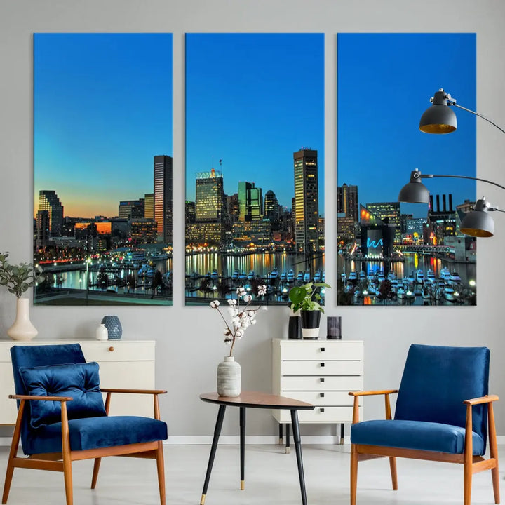 Baltimore Inner Harbor Print Skyline Canvas Wall Art Framed Baltimore Downtown