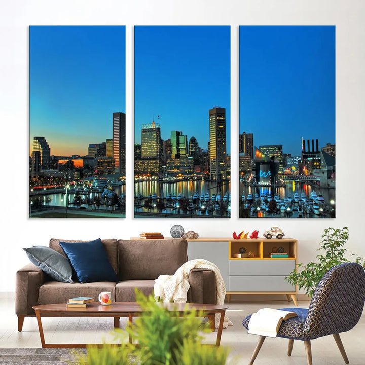 Baltimore Inner Harbor Print Skyline Canvas Wall Art Framed Baltimore Downtown