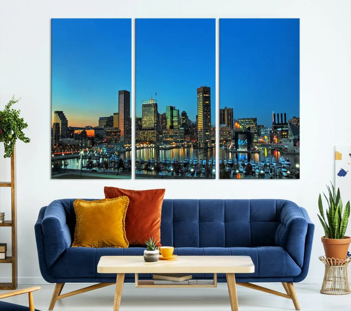 Baltimore Inner Harbor Print Skyline Canvas Wall Art Framed Baltimore Downtown