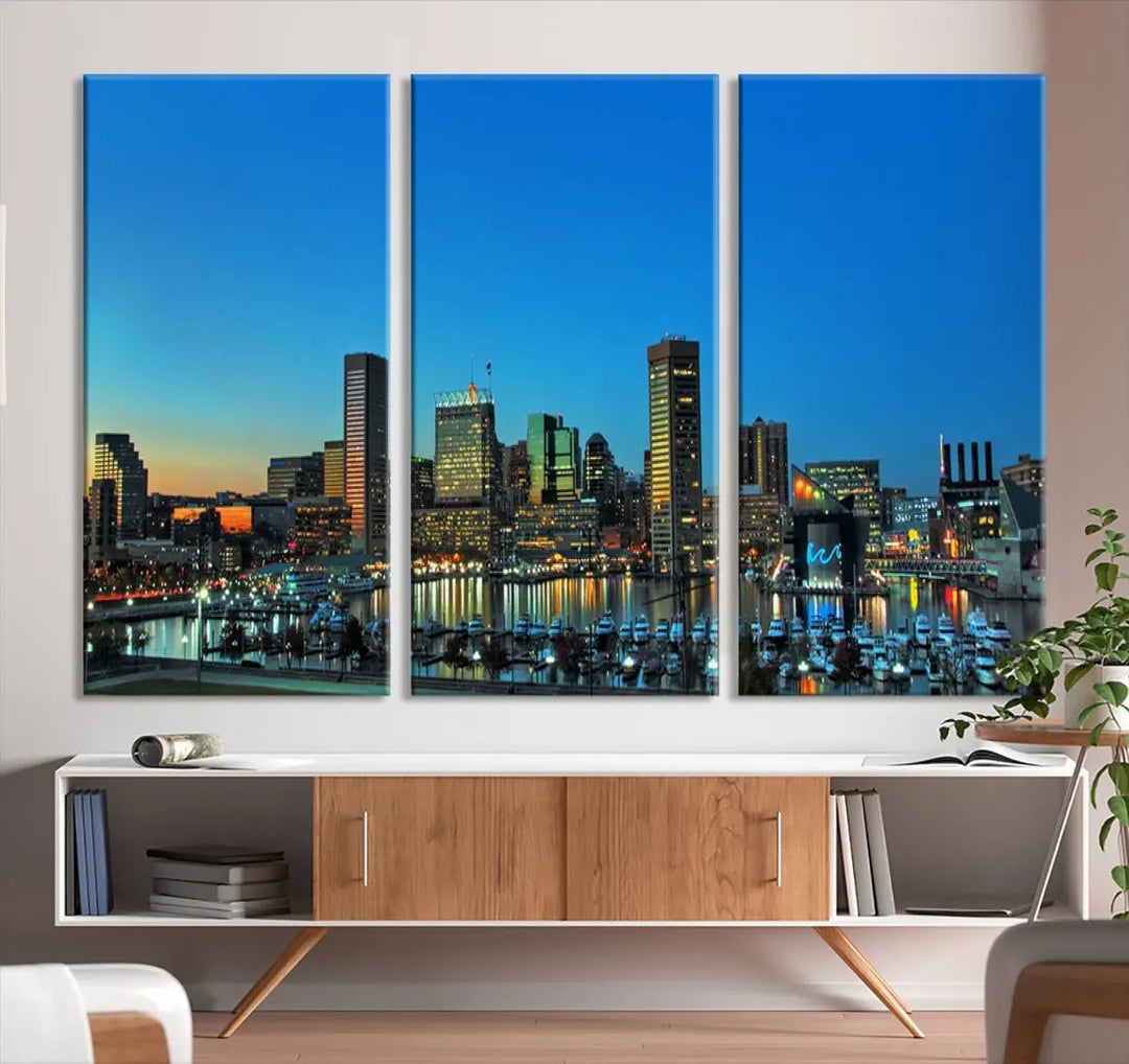 Baltimore Inner Harbor Print Skyline Canvas Wall Art Framed Baltimore Downtown