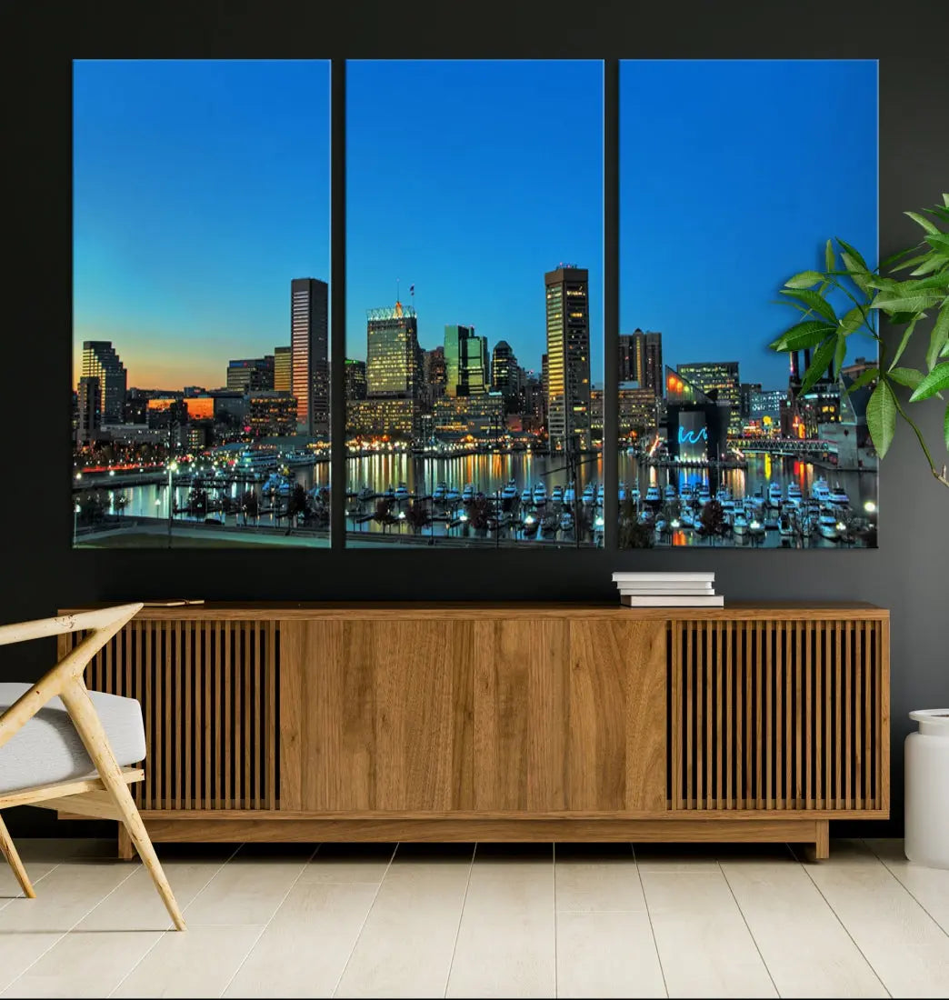 Baltimore Inner Harbor Print Skyline Canvas Wall Art Framed Baltimore Downtown