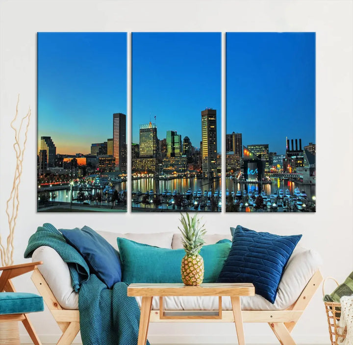 Baltimore Inner Harbor Print Skyline Canvas Wall Art Framed Baltimore Downtown