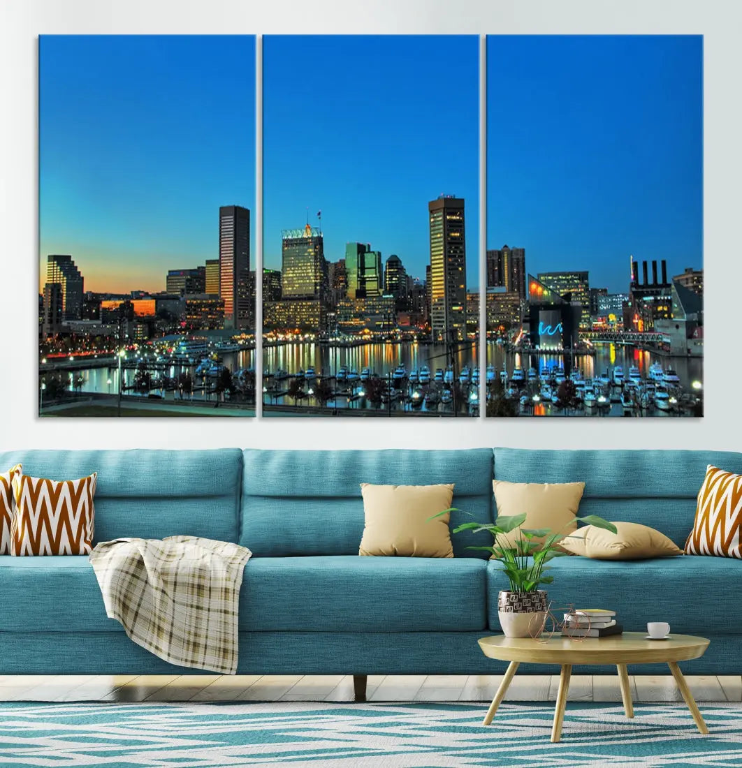 Baltimore Inner Harbor Print Skyline Canvas Wall Art Framed Baltimore Downtown