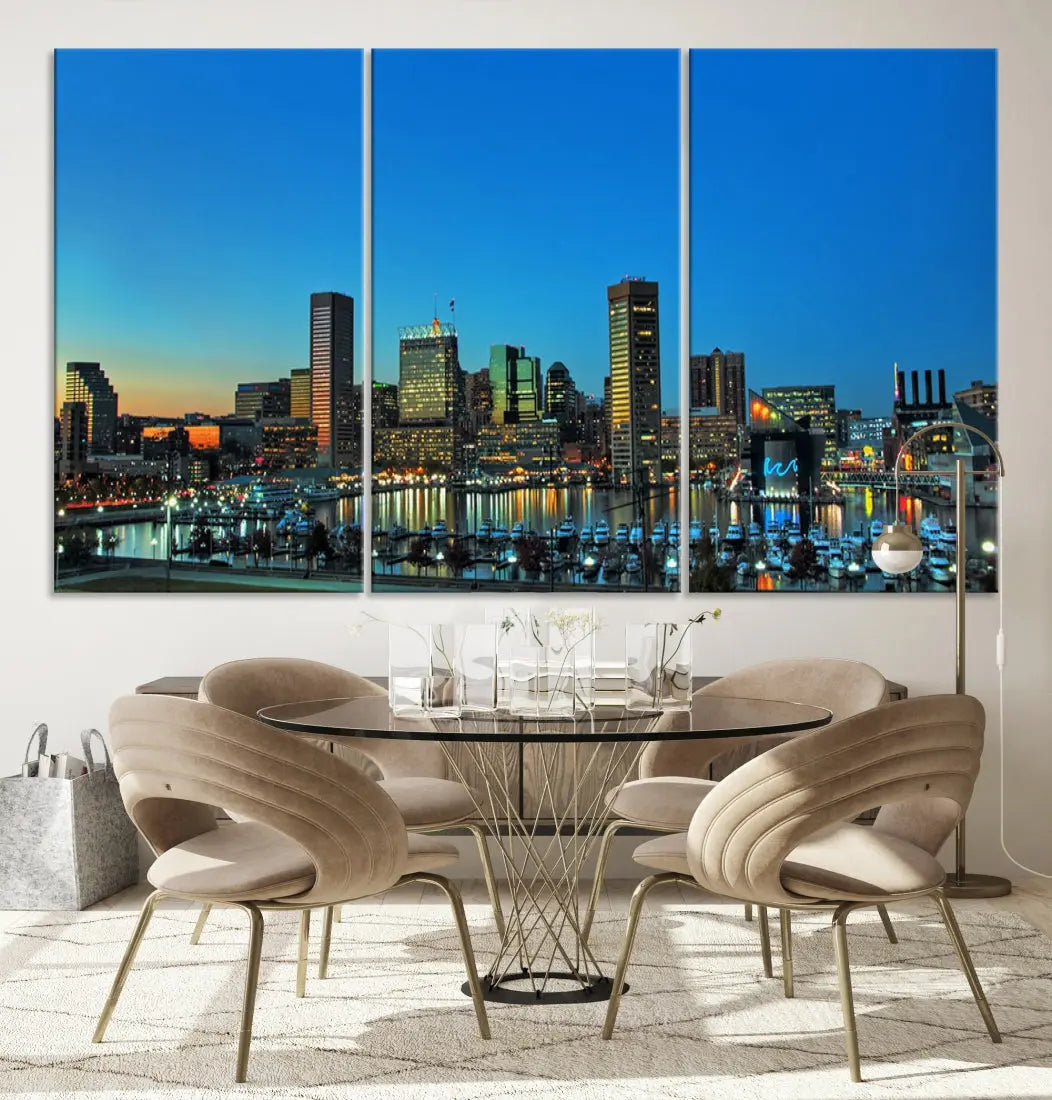 Baltimore Inner Harbor Print Skyline Canvas Wall Art Framed Baltimore Downtown