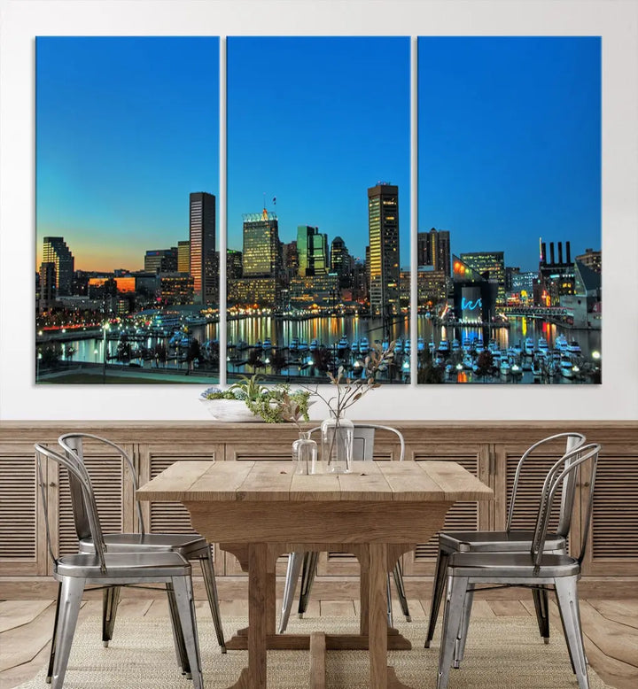 Baltimore Inner Harbor Print Skyline Canvas Wall Art Framed Baltimore Downtown