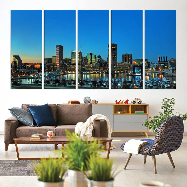 Baltimore Inner Harbor Print Skyline Canvas Wall Art Framed Baltimore Downtown