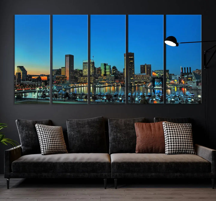 Baltimore Inner Harbor Print Skyline Canvas Wall Art Framed Baltimore Downtown