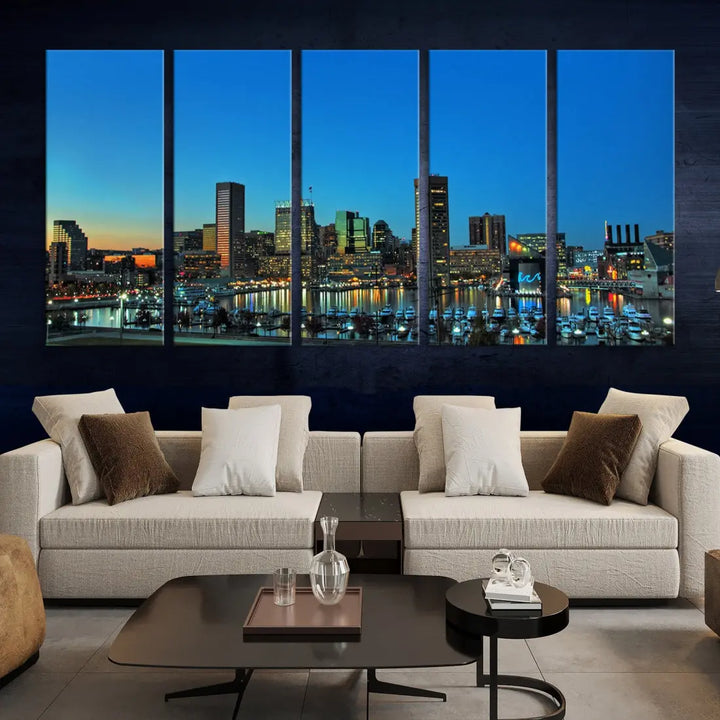 Baltimore Inner Harbor Print Skyline Canvas Wall Art Framed Baltimore Downtown