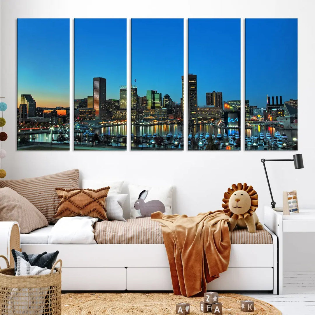 Baltimore Inner Harbor Print Skyline Canvas Wall Art Framed Baltimore Downtown