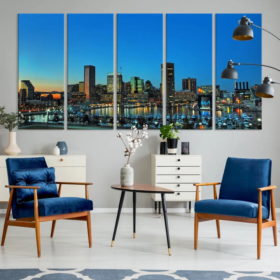 Baltimore Inner Harbor Print Skyline Canvas Wall Art Framed Baltimore Downtown