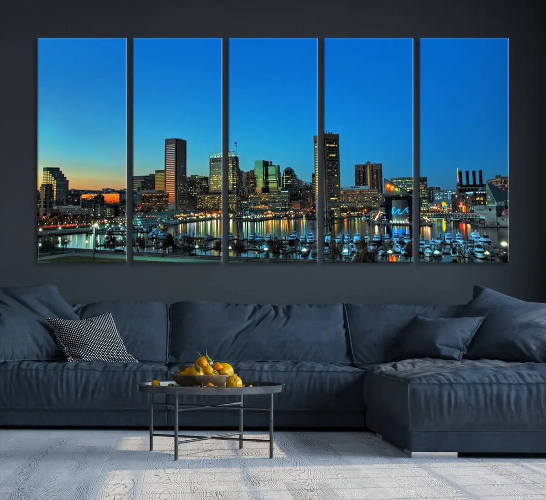 Baltimore Inner Harbor Print Skyline Canvas Wall Art Framed Baltimore Downtown