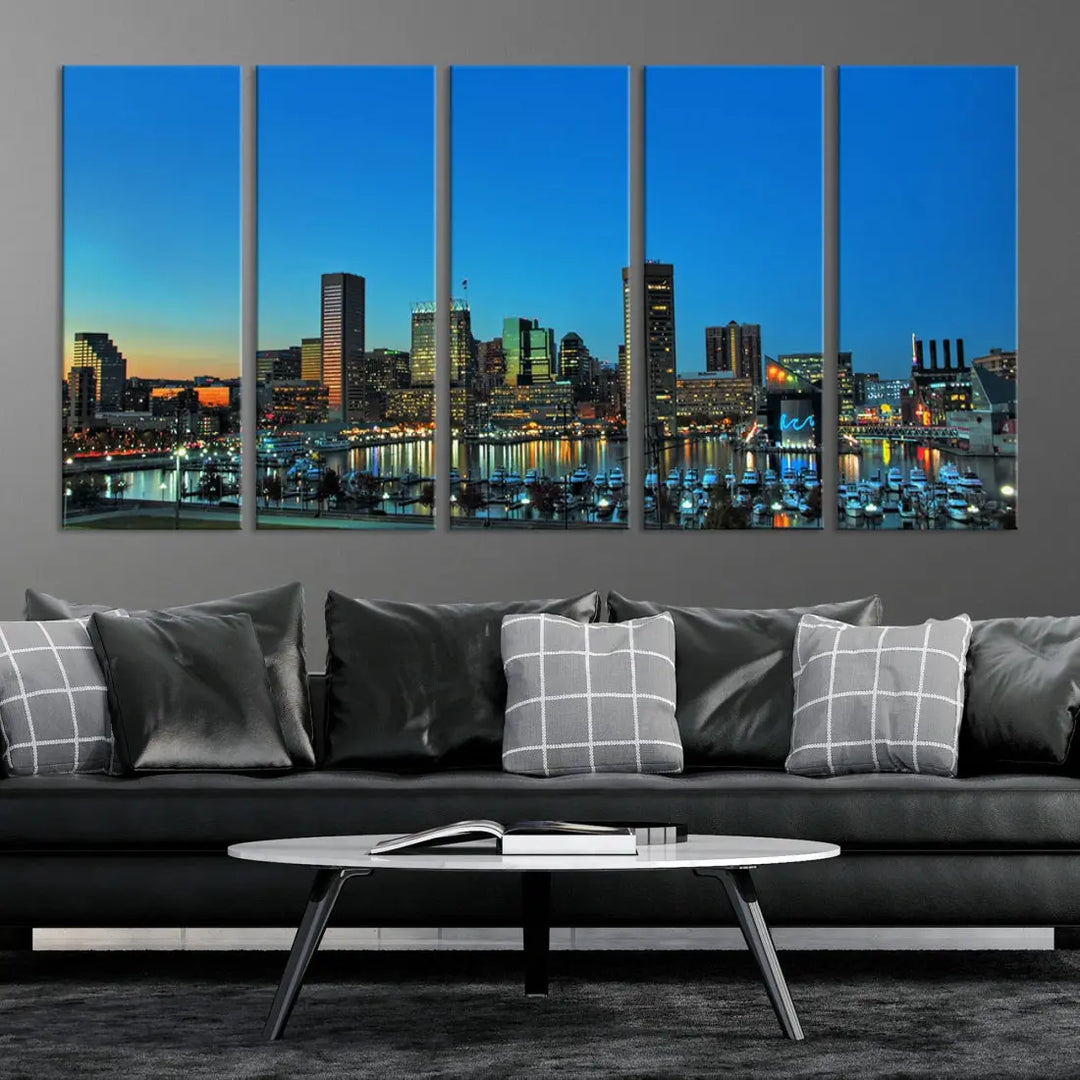 Baltimore Inner Harbor Print Skyline Canvas Wall Art Framed Baltimore Downtown