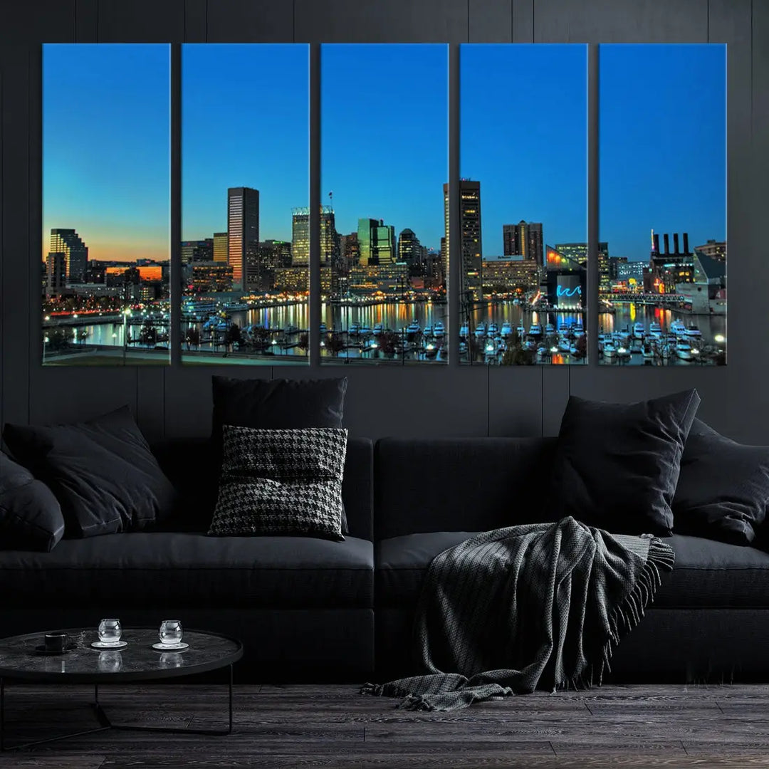 Baltimore Inner Harbor Print Skyline Canvas Wall Art Framed Baltimore Downtown