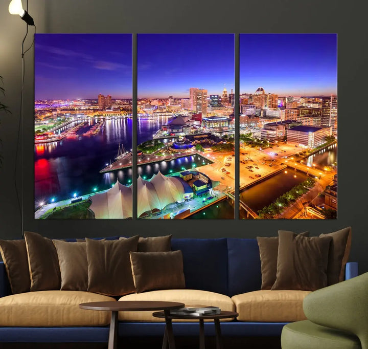 Baltimore Night Skyline Photo Print Large Wall Art Cityscape Canvas Wall Decor