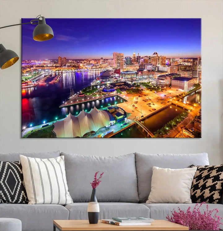 Baltimore Night Skyline Photo Print Large Wall Art Cityscape Canvas Wall Decor