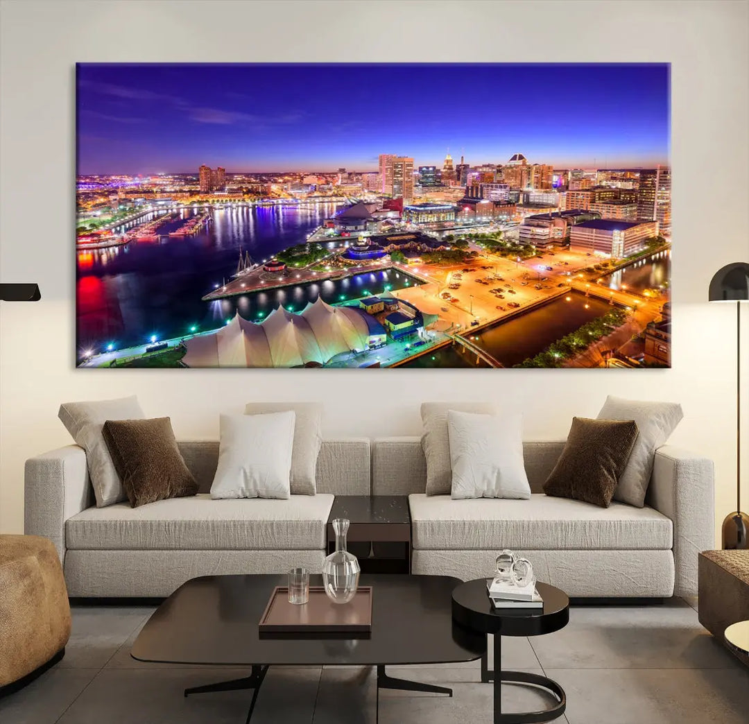 Baltimore Night Skyline Photo Print Large Wall Art Cityscape Canvas Wall Decor