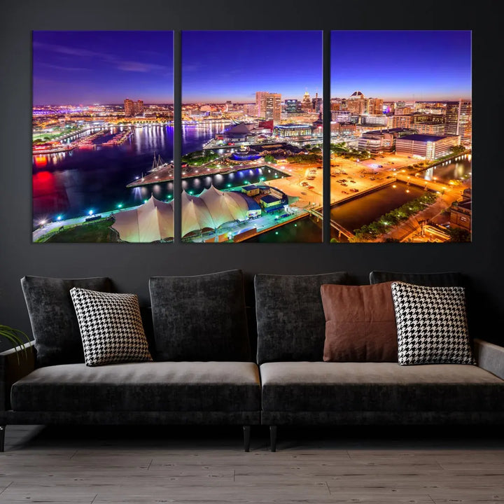 Baltimore Night Skyline Photo Print Large Wall Art Cityscape Canvas Wall Decor