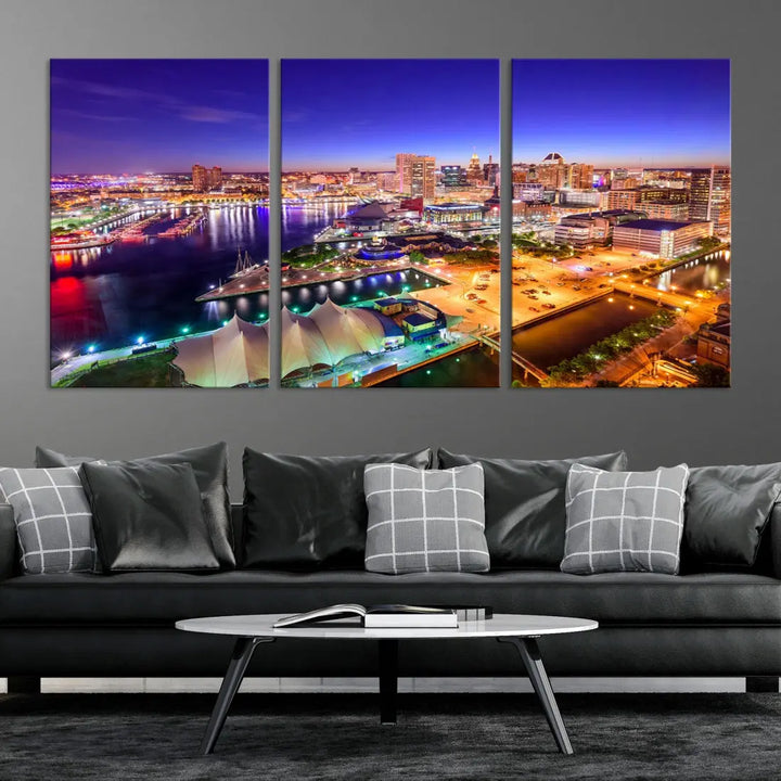 Baltimore Night Skyline Photo Print Large Wall Art Cityscape Canvas Wall Decor