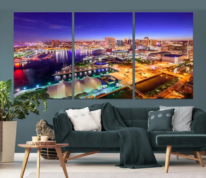 Baltimore Night Skyline Photo Print Large Wall Art Cityscape Canvas Wall Decor