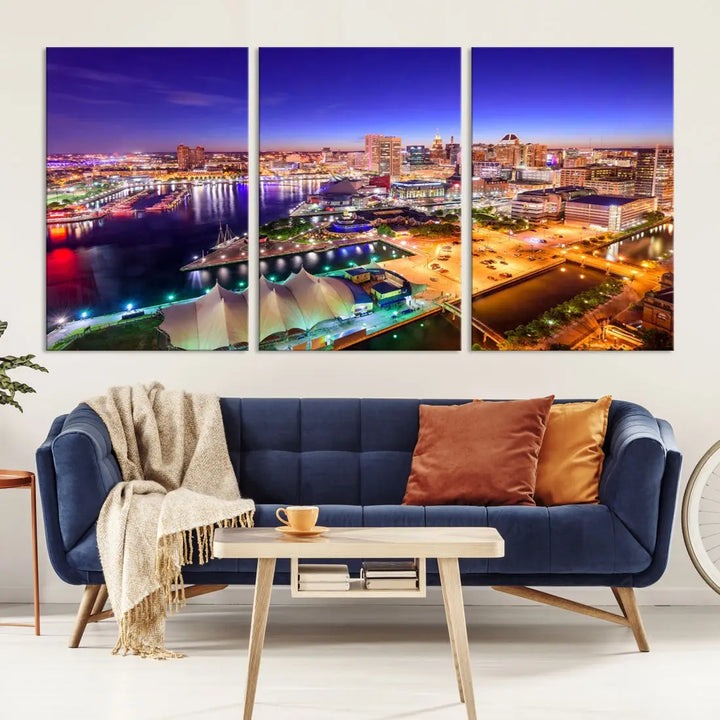 Baltimore Night Skyline Photo Print Large Wall Art Cityscape Canvas Wall Decor