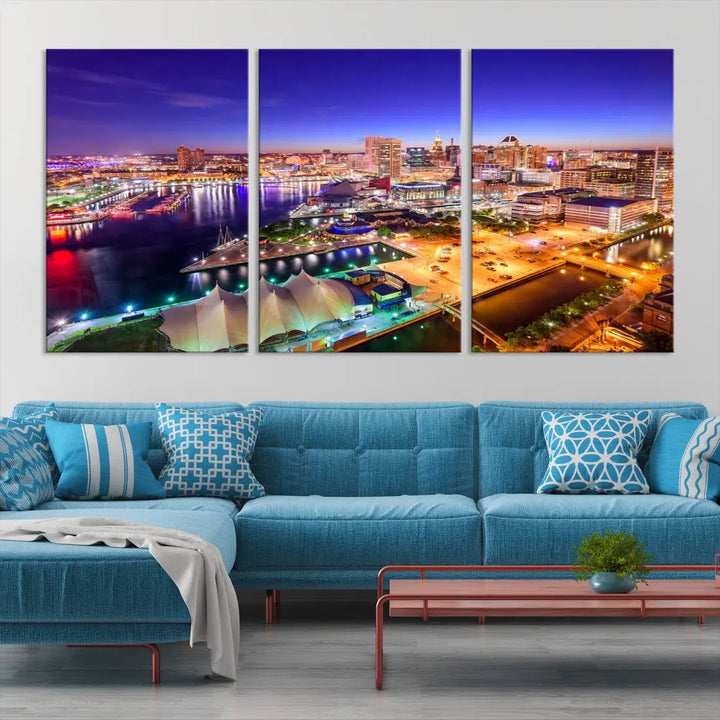 Baltimore Night Skyline Photo Print Large Wall Art Cityscape Canvas Wall Decor