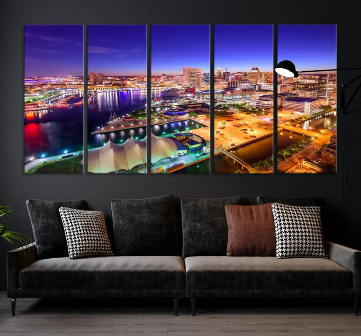 Baltimore Night Skyline Photo Print Large Wall Art Cityscape Canvas Wall Decor