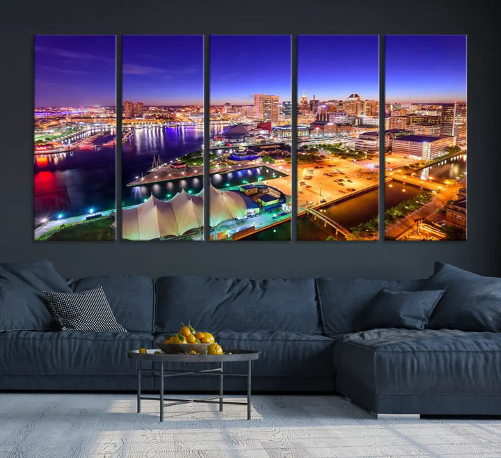 Baltimore Night Skyline Photo Print Large Wall Art Cityscape Canvas Wall Decor