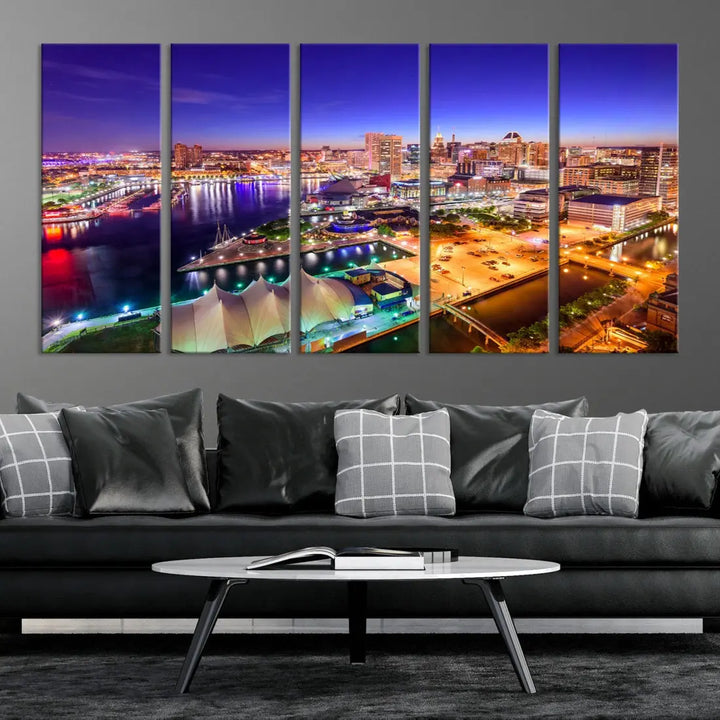 Baltimore Night Skyline Photo Print Large Wall Art Cityscape Canvas Wall Decor