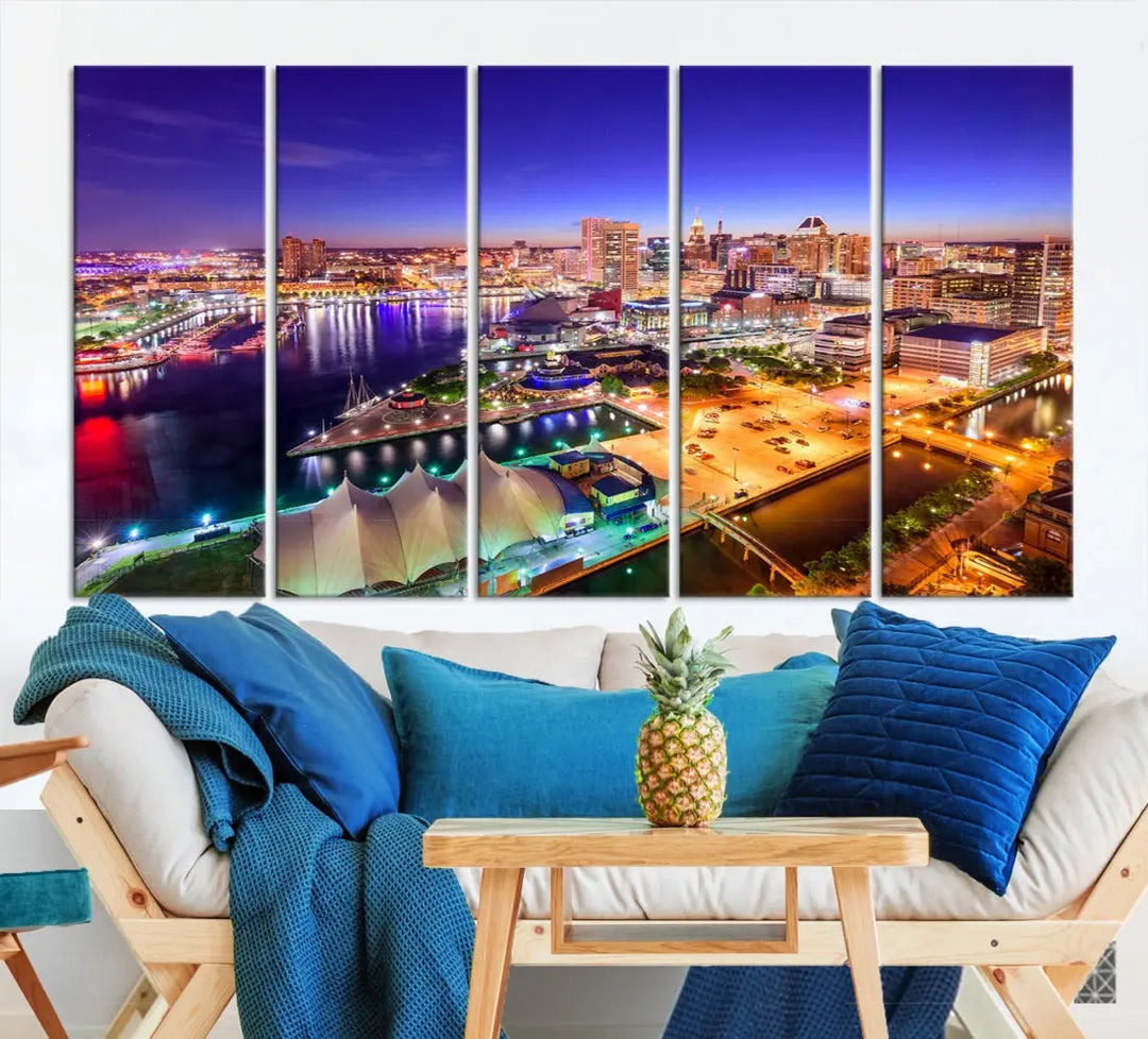 Baltimore Night Skyline Photo Print Large Wall Art Cityscape Canvas Wall Decor