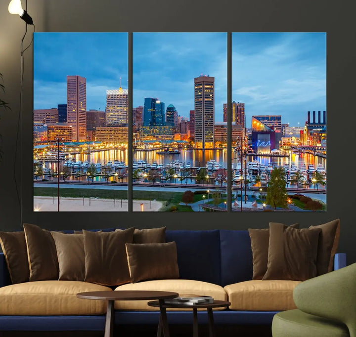 Baltimore Skyline Wall Art Inner Harbor Cityscape Canvas Print