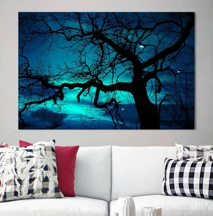 Bare Tree Moonlight Nature Wall Art Large Canvas Print Living Room Decor