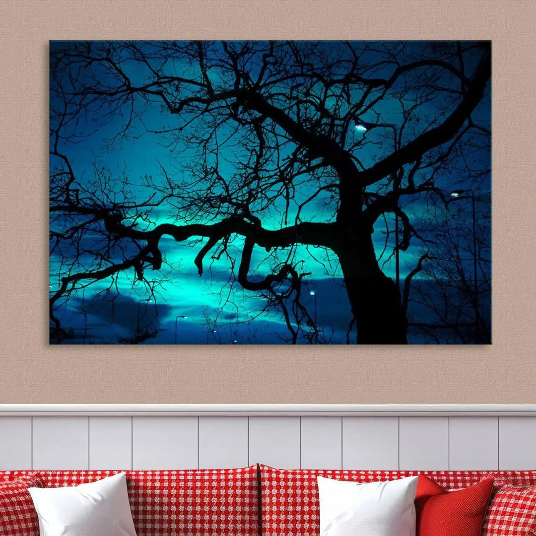 Bare Tree Moonlight Nature Wall Art Large Canvas Print Living Room Decor