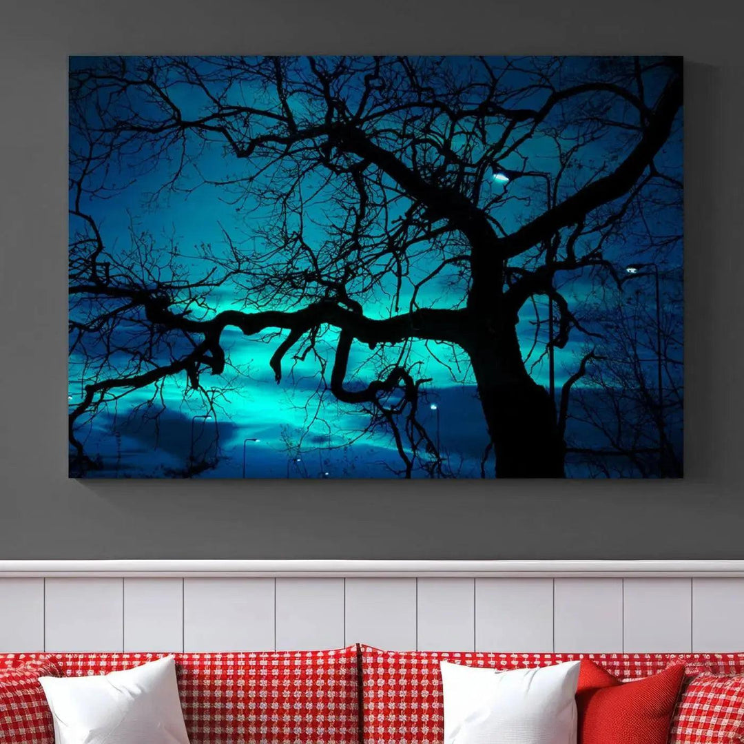 Bare Tree Moonlight Nature Wall Art Large Canvas Print Living Room Decor