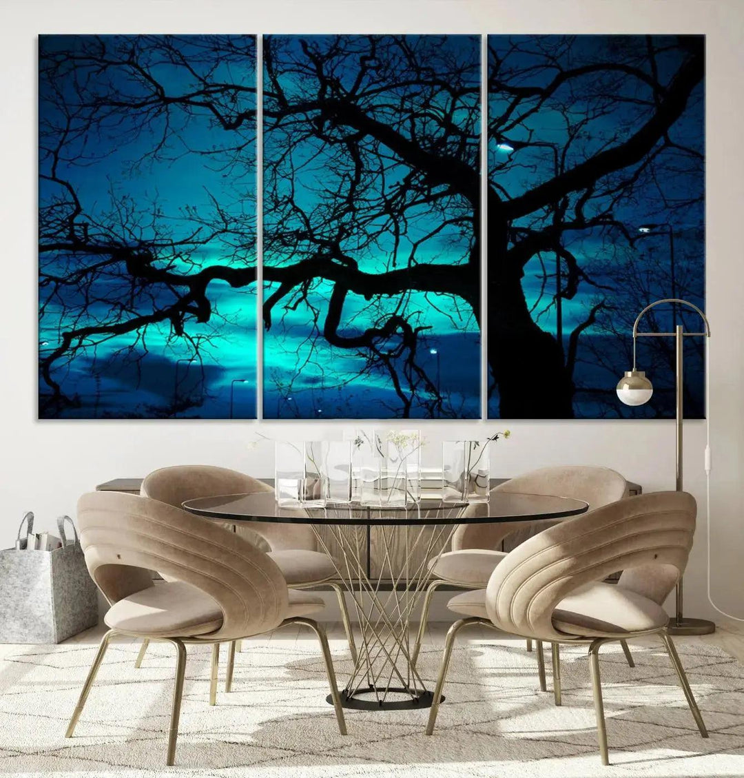 Bare Tree Moonlight Nature Wall Art Large Canvas Print Living Room Decor