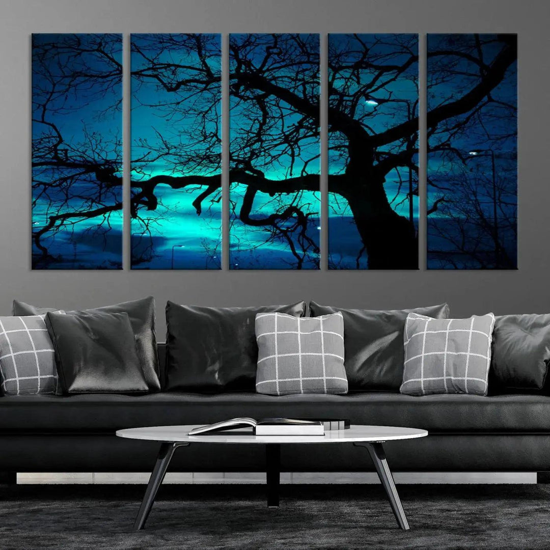 Bare Tree Moonlight Nature Wall Art Large Canvas Print Living Room Decor