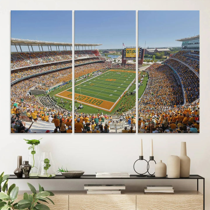 Baylor University Bears Football Team Print - Waco McLane Stadium Wall Art Canvas Print