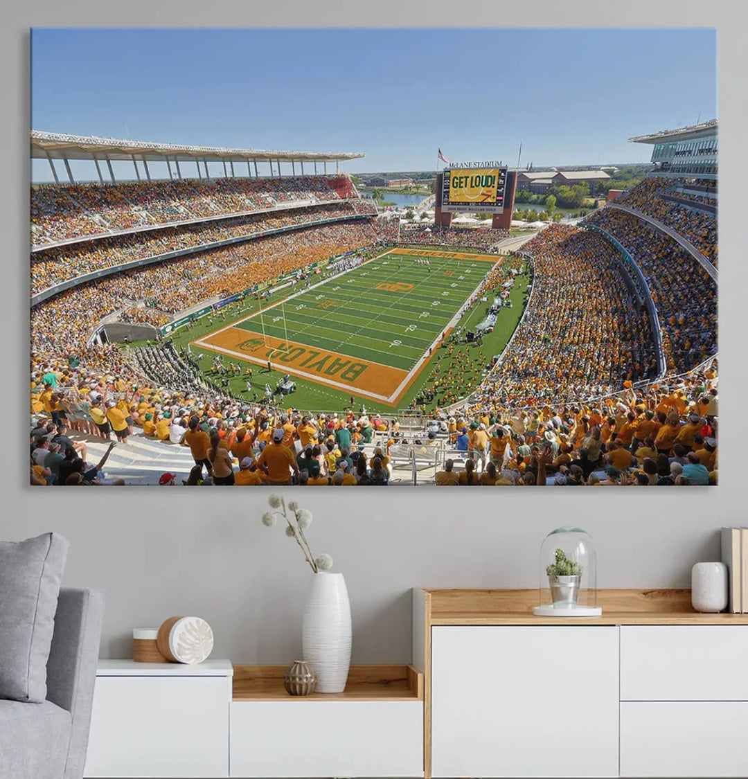 Baylor University Bears Football Team Print - Waco McLane Stadium Wall Art Canvas Print