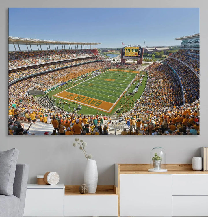 Baylor University Bears Football Team Print - Waco McLane Stadium Wall Art Canvas Print