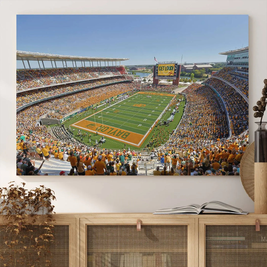 Baylor University Bears Football Team Print - Waco McLane Stadium Wall Art Canvas Print