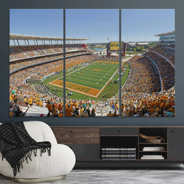 Baylor University Bears Football Team Print - Waco McLane Stadium Wall Art Canvas Print