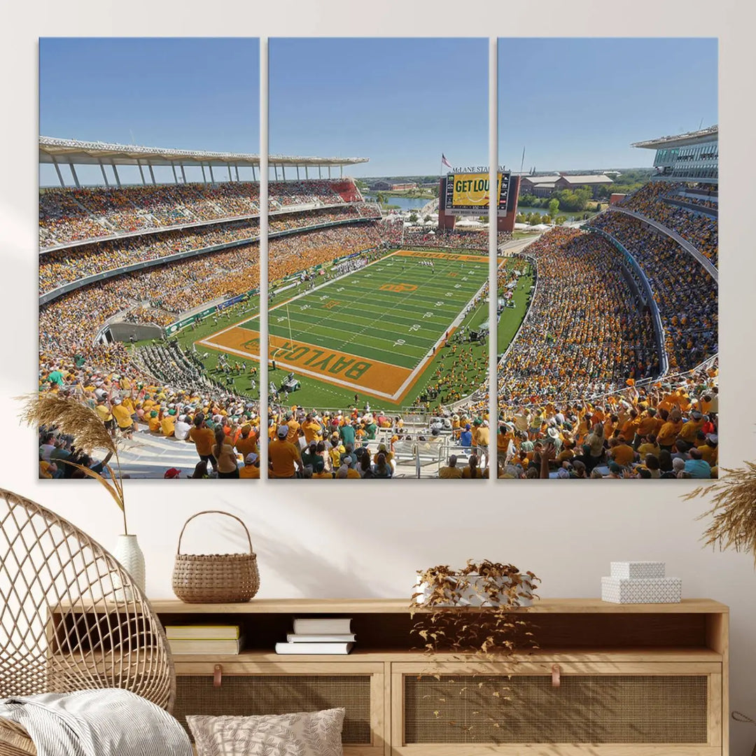 Baylor University Bears Football Team Print - Waco McLane Stadium Wall Art Canvas Print